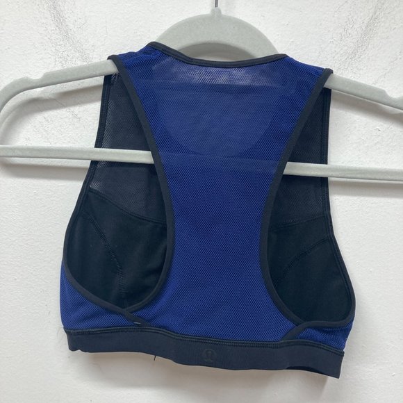 Lululemon blue black sports bra mesh racerback XS - Picture 3 of 7